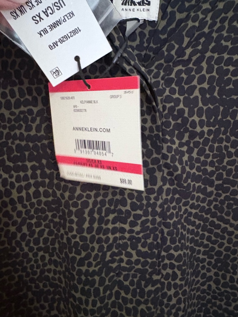 Anne Klein Black with Tan Pattern Long-Sleeve Tunic - Picture 3 of 5